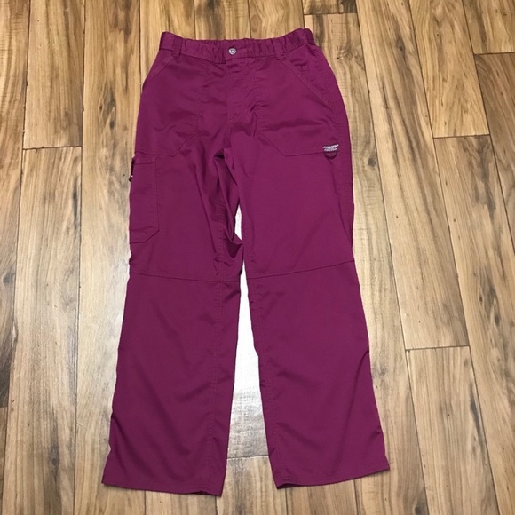 Cherokee Workwear Revolution Scrub Pants Maroon Wine - Picture 5 of 13